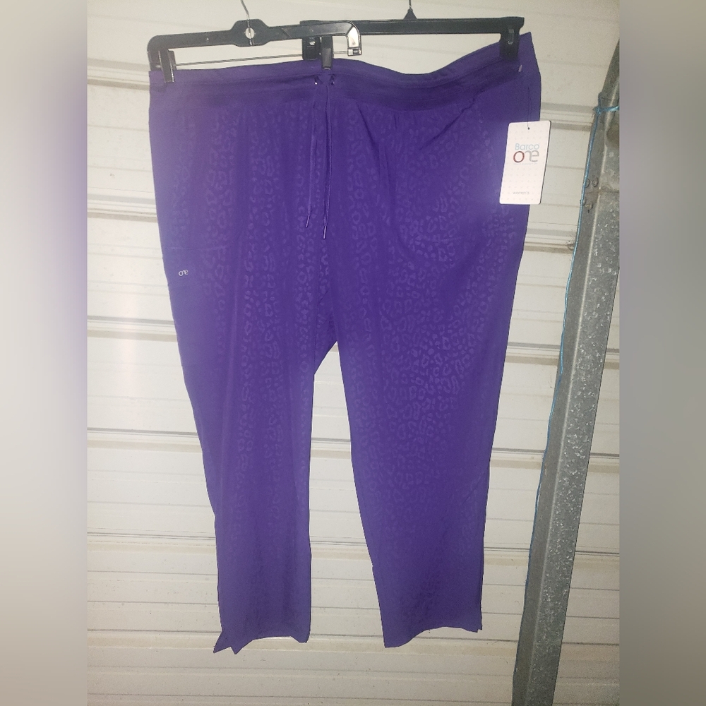 5X Plus Size Purple Mystic Cheetah Animal Print Scrub Pants new Barco one